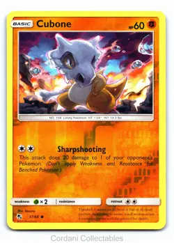 Cubone 37/68 - Hidden Fates - Reverse Holo Pokemon Card - Near Mint - Image 1