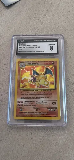 Pokemon: Base Set Unlimited Charizard “Dracaufeu” CGC 8 NM/MINT Holo Rare 1999 - Image 1
