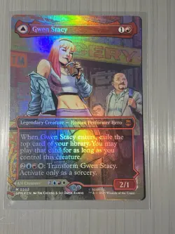 Gwen Stacy (0202) (Borderless) 202 Marvel's Spider-Man NM FOIL MTG Ghost Spider - Image 1