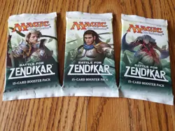 MAGIC THE GATHERING Lot of (3) BATTLE FOR ZENDIKAR Factory Sealed Booster Packs - Image 1