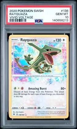 2020 POKEMON SWORD & SHIELD VIVID VOLTAGE #138 RAYQUAZA PSA 10 - Image 1