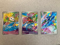 First Partner Pokemon 43 44 45 Rowlet Litten Popplio Illustration Collection Lot - Image 1