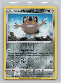 Reverse Holo Galarian Meowth 127/202 Common Sword & Shield Pokemon - Image 1