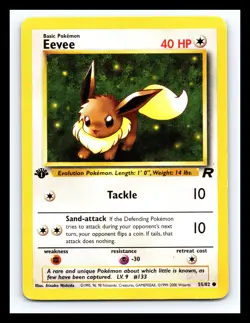 💥 EEVEE 1ST EDITION Non Holo # 55/82 | TEAM ROCKET SET | Pokemon 2000 Vintage - Image 1