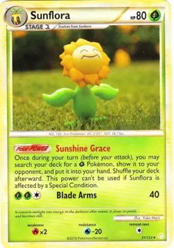 Heavily Played Sunflora - 31/123 - Rare Pokemon HeartGold & SoulSilver - Image 1