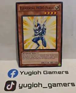 YUGIOH ELEMENTAL HERO FLASH GENF 1ST EDITION COMMON LIGHT PLAYED - Image 1
