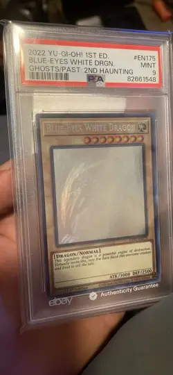 Yu-Gi-Oh Blue-Eyes White Dragon 2022 Ghost Rare 1st Edition PSA 9 - Image 3