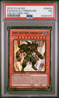 2010 YU-GI-OH! COLLECTORS TINS #EN024 EXODIUS THE ULTIMATE FORBIDDEN LORD PSA 7 - Image 1