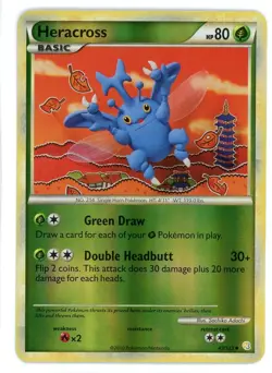 Heracross Reverse Holo 43/123 HeartGold & SoulSilver Base Set Pokemon Card - Image 1
