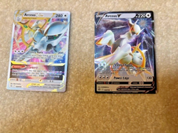 Pokemon TCG Arceus V & Arceus VSTAR Metal Promo Cards 122 & 123/172. Both NM - Image 1