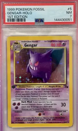 1999 Pokemon TCG Fossil 1st Edition Gengar Holo Rare Card 5/62 PSA - Image 2
