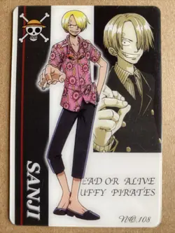 Sanji One Piece Gummy Card No.108 Gumica Bandai 2003 Japanese Card - Image 1