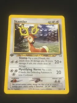 Pokemon Card Stantler 76/111 Neo Genesis FIRST EDITION - (NM-) - Image 1