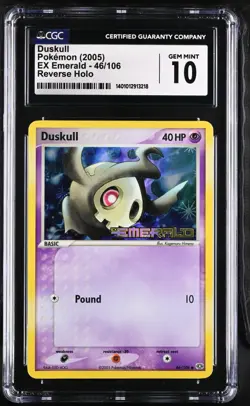 CGC Graded 10 Gem Mint Duskull 46/106 Reverse Holo Pokemon Card - Image 1