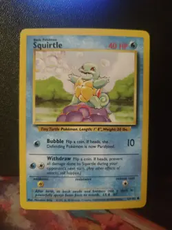 Pokemon TCG Squirtle Card #63/102 Common, Unlimited, Base Set - Image 1