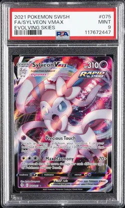 2021 POKEMON SWORD & SHIELD EVOLVING SKIES #075 FULL ART/SYLVEON VMAX PSA 9 - Image 1