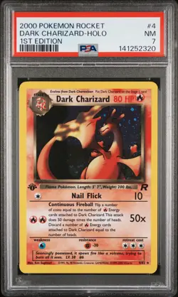 2000 POKEMON ROCKET 1ST ED #4 DARK CHARIZARD-HOLO PSA 7 - Image 1