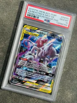 2019 Pokemon Mewtwo & Mew GX Power Partnership Tin Promo New Cert #SM191 PSA 10 - Image 1