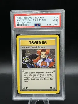 PSA 9 Rocket's Sneak Attack #72 1st Edition Team Rocket 2000 Pokemon MINT - Image 1