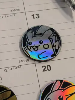 Pokemon TCG Silver Holo Pikachu Mini Coin - Image 1