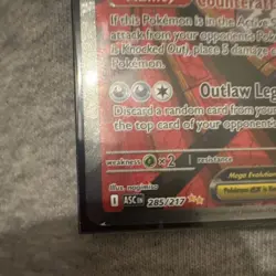 Pokemon Mega Scrafty EX Full Art Secret Rare Holo ASC 285/217 330 HP 160 Power - Image 3