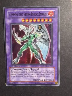 Yugioh! ELEMENTAL HERO SHINING PHOENIX ENFORCER DP05-EN013 Super Rare 1st Ed LP - Image 1