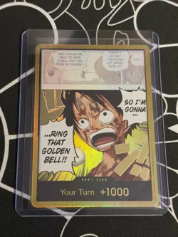 One Piece CCG Don!! Foil Card Luffy Ring That Golden Bell Standard English - Image 1