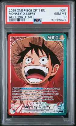 PSA 10 Monkey D Luffy OP13-001 Alt Art Carrying On His Will One Piece 2025 - Image 1