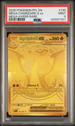 Pokemon Mega Charizard X ex 130 Gold Mega Hyper Rare Phantasmal Flames PSA 9 - Image 1