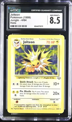 CGC 8.5 Jolteon 1999 Jungle 4/64 Holo Pokemon Card psa - Image 1