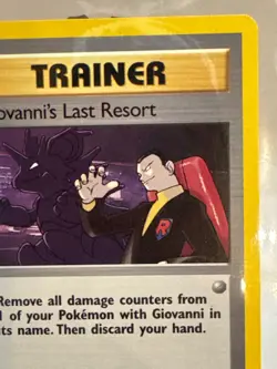 Pokemon 1st Edition Gym Heroes Giovanni's Last Resort Trainer Rare 105/132 LP - Image 3