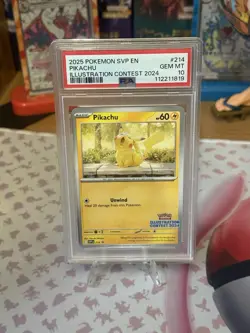 2025 POKEMON EN-SV BLACK STAR PROMO ILLUSTRATION CONTEST 2024 PIKACHU PSA 10 - Image 1