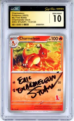 CGC GEM MINT 10 Signed Eric Stuart Pokemon Charmeleon My First Battle Regular - Image 1