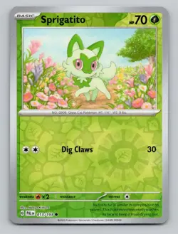 Reverse Holo Sprigatito 013/193 Common Paldea Evolved Pokemon - Image 1