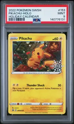 2022 POKEMON SWSH BLACK STAR PROMO HOLIDAY CALENDAR 2022 #153 PIKACHU-HOLO PSA 9 - Image 1