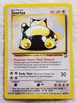 Snorlax 30/130 [Base Set-2] Rare Regular Pokemon 1999 TCG Vtg EX+ - Image 1