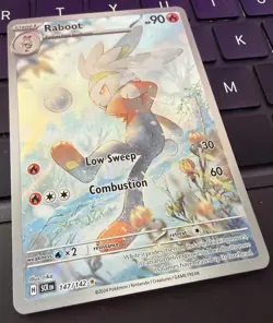 Pokemon TCG Raboot 147/142 Illustration Rare Stellar Crown Holo IR English NM - Image 3