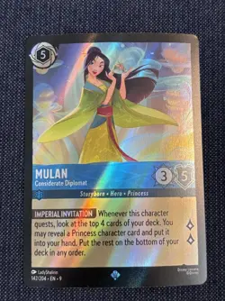 Disney Lorcana TCG Mulan Considerate Diplomat 142/204 Foil Super Rare - Image 1