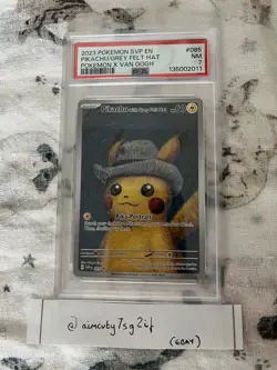 Pokemon TCG Van Gogh Promo Card Pikachu Grey Felt Hat SVP085 PSA 7 NM - Image 1