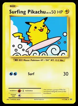 Surfing Pikachu 111/108 Secret Rare XY Evolutions Pokemon Card - Image 1