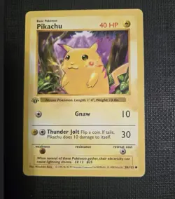 Pikachu red cheeks 58/102 shadowless base 1st first edition TCG Pokemon card - Image 1