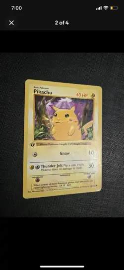 Pikachu red cheeks 58/102 shadowless base 1st first edition TCG Pokemon card - Image 2