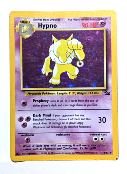 Pokemon TCG Hypno 8/62 Fossil Set Vintage Holo Rare Card - MP - Image 1
