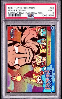 PSA 9 - A Great Day Rainbow Foil #58 1999 TOPPS Movie Edition - Pokemon - Image 1