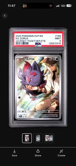 2025 Pokemon SVP EN N's Zorua #189 Journey Together ETB - PSA 9 MINT - Image 1