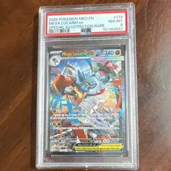 Pokemon Mega Lucario ex 179/132 Me01 Special Illustration Rare Holo PSA 8 - Image 1