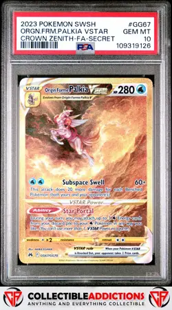 2023 Pokemon Sword And Shield Crown Zenith #GG67 Orgn.Frm.Palkia Vstar PSA 10 - Image 1