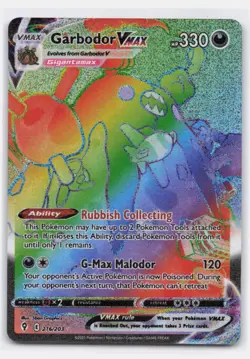GARBODOR VMAX 216/203 RARE RAINBOW EVOLVING SKIES POKEMON NEAR MINT - Image 2