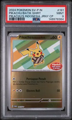 Pikachu/Batik Shirt #191/Sv-P 2024 Pokemon Indonesian Pikachu's Indonesia PSA 9 - Image 1