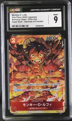 CGC 9 Monkey D. Luffy #OP01-024 Japanese 2022 One Piece Romance Dawn - Image 1